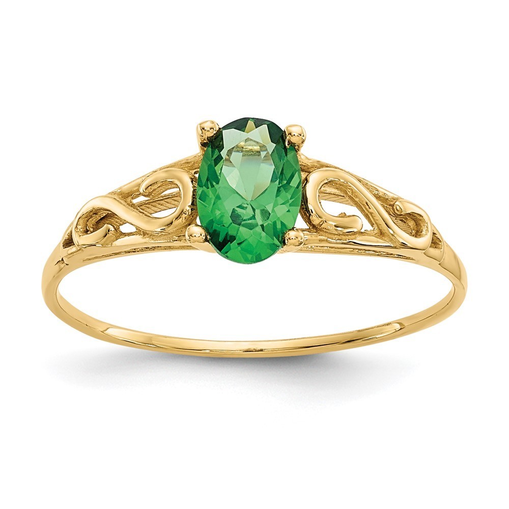 14k Yellow Gold Madi K Children's Kids Girls Jewelry Synthetic Emerald Ring